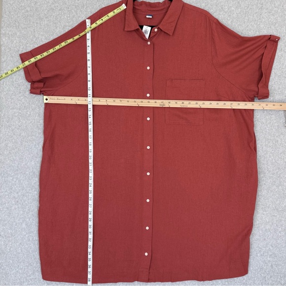 Old Navy Shirt Dress 3X Orange Linen Blend Button Up Beachy Boho Lagenlook NWT - Picture 12 of 15
